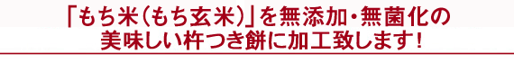 もち米(もち玄米)を無添加・無菌化の美味しい杵つき餅に加工致します