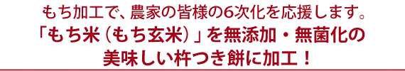 もち米(もち玄米)を無添加・無菌化の美味しい杵つき餅に加工